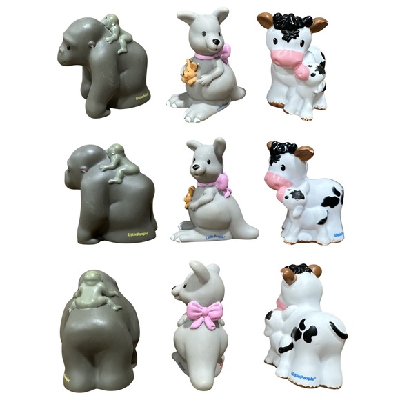 Fisher-Price Other - Fisher Price Little People Mama & Babies Vintage Gorilla Kangaroo Cow Lot of 3